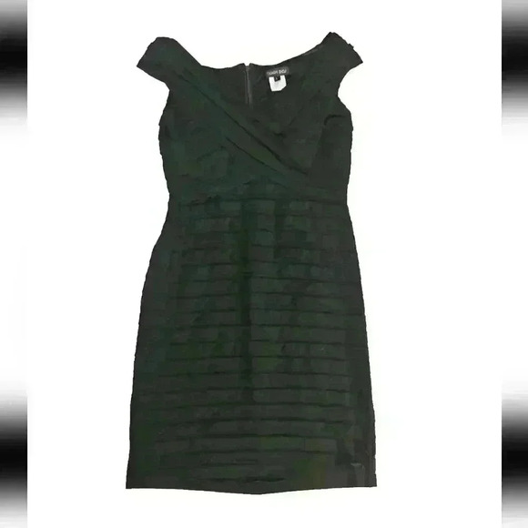 Tadashi Shoji Womens Black Pleated Shutter Cocktail Sleeveless Mini Dress L - Picture 8 of 13